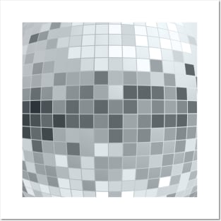 Disco Fever Neck Gator Silver Gray Disco Ball Posters and Art